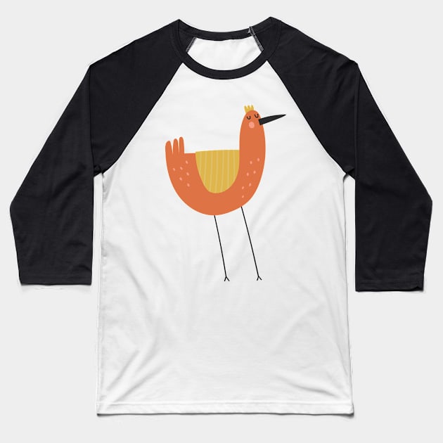 Orange Bird Baseball T-Shirt by JunkyDotCom